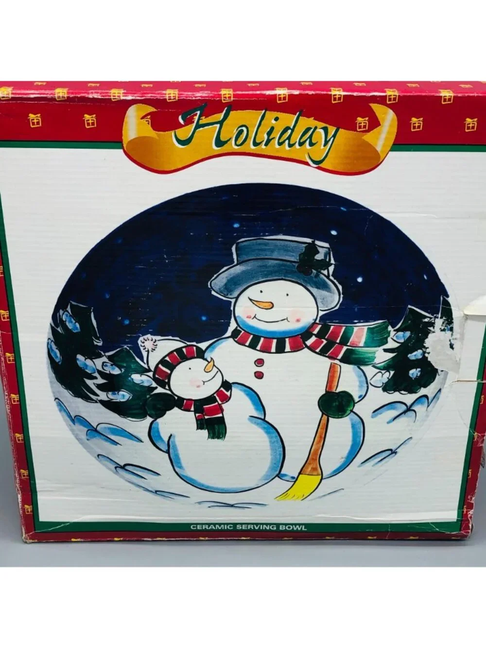 Holiday Ceramic Serving Bowl Snowmen World Bazar Christmas 12